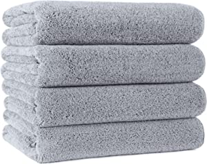 Polyte Quick Dry Lint Free Microfibre Bath Towel, 76 x 145 cm, Pack of 4 (Grey)