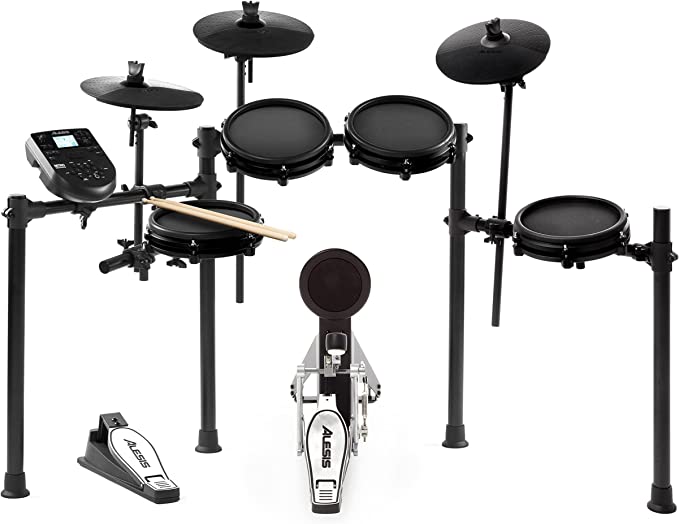 Alesis Drums Nitro Mesh Kit – 8-Piece All-Mesh Electronic Drum Kit with Aluminium Rack, 385 Sounds, 60 Play-Along Tracks, Cables & Drumsticks included