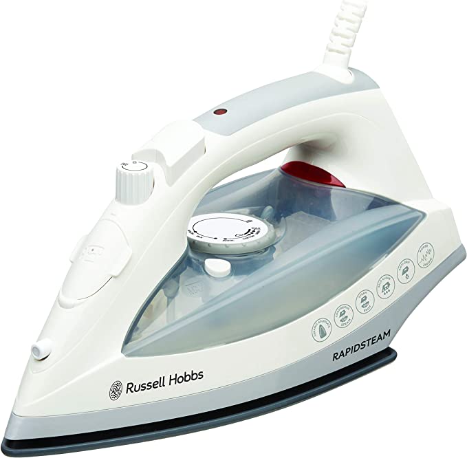 Russell Hobbs Rapid Steam Iron, RHC902, With Steam Burst & Continuous Steam, 280ml Tank, Non-Stick Ceramic Soleplate, Suitable For All Fabrics - White