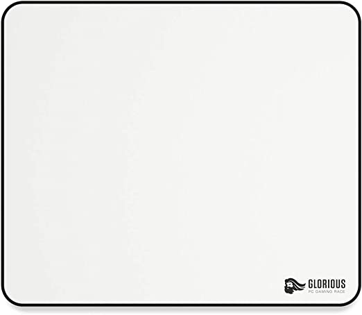 Glorious Large Gaming Mouse Mat/Pad - Stitched Edges, White Cloth Mousepad | 11"x13" (GW-L)