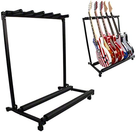 5 Guitar Stand - Multiple Five Instrument Display Rack Folding Padded Organizer