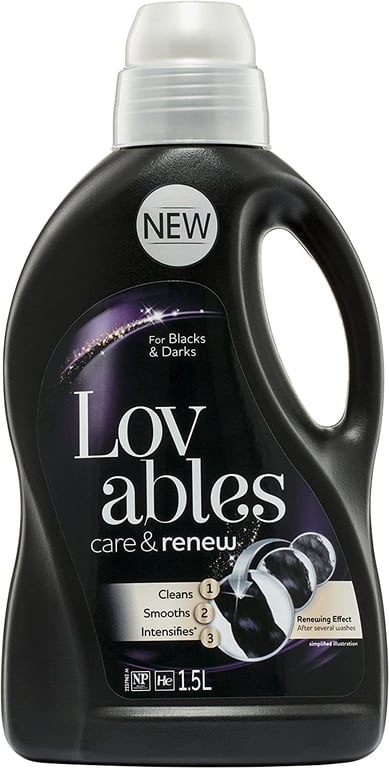 Lovables Care and Renew, for Blacks and Darks, Liquid Laundry Washing Detergent, 1.5 Liters