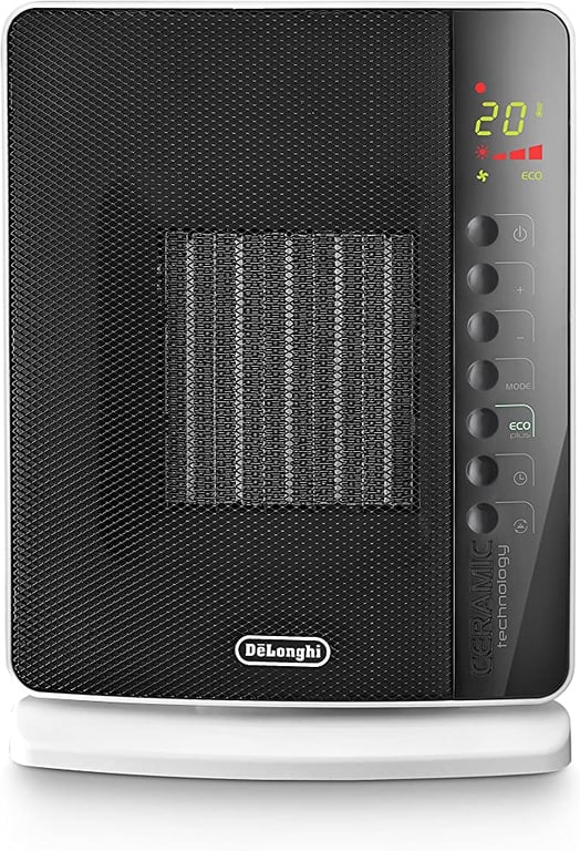De'Longhi | Electronic Ceramic Fan Heater | DCH7092ER | Portable Heater With Oscilating Base and Eco Plus Function | Black | 2200W