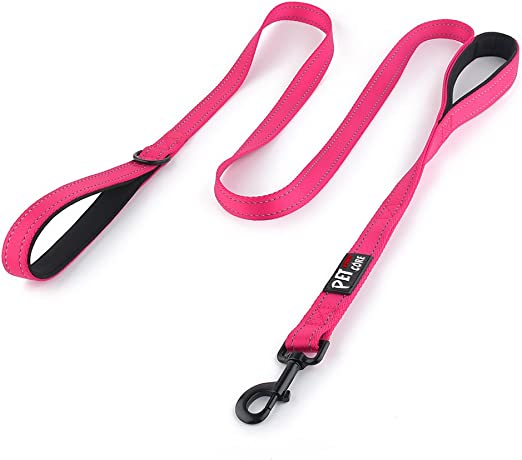 Pioneer Petcore Dog Leash 6ft Long,Traffic Padded Two Handle,Heavy Duty,Reflective Double Handles Lead for Control Safety Training,Leashes for Large Dogs or Medium Dogs,Dual Handles Leads(Pink)