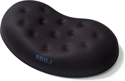BRILA Ergonomic Memory Foam Mouse Wrist Rest Support Pad Cushion for Computer, Laptop, Office Work, PC Gaming - Massage Holes Design - Wrist Pain Relief (Black Mouse Wrist Rest)