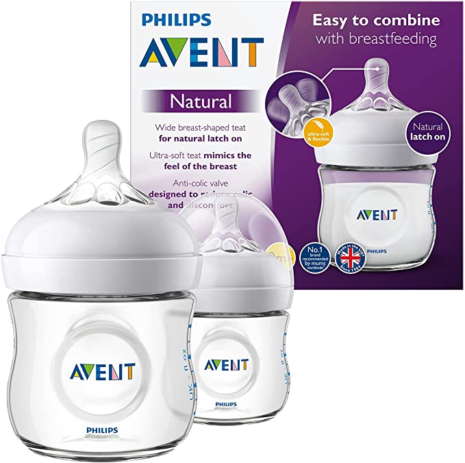 Philips Avent Natural Baby Bottles, 125ml, 2-Pack, SCF030/27