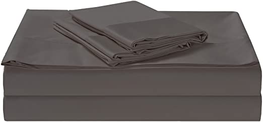 1500TC Cotton Rich 4 Pieces Queen Bed Sheet Set, Flat Sheet, Fitted Sheet & 2 Pillowcases Charcoal