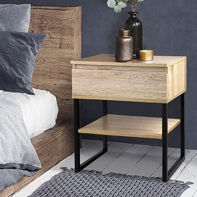 Bedside Table, Artiss Industrial Nightstand Sofa Side Cabinet