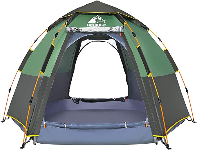 Hewolf Camping Tents 2-4 Person [Instant Tent] Waterproof [Double Layer] [Quick Set up] Family Beach Dome Tent UV Protection Carry Bag
