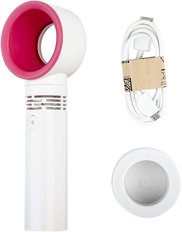 Portable Handheld Cooling Bladeless Fan USB Mini Fan Desktop Bladeless Fan Rechargeable Quiet 3 Gear (White)