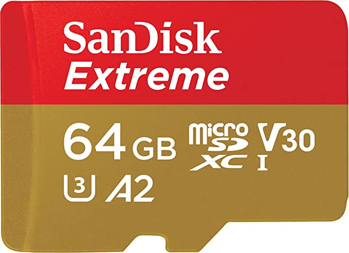 Sandisk Extreme 64GB microSD UHS-I Card with Adapter- 160MB/s U3 A2- SDSQXA2-064G-GN6MA, Red/Black