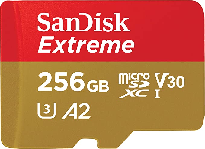 SanDisk Extreme microSDXC UHS-I Card, 256GB, with A2 Performance SDSQXA1-256G-GN6MA
