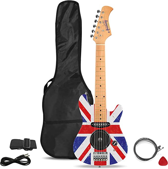 Academy of Music TY6016C Kids Electric Guitar Starter Set for Beginners with Built-in Amp and Accessories, Union Jack
