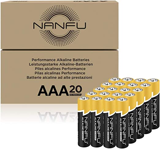 NANFU 20Pack AAA Batteries, 1300mAh 1.5V LR03 Alkaline Batteries,Non-Rechargeable Triple-A Batteries for Remote Control, Clock, Kids Toy, Wireless Mouse, Glucose Monitor, Scale, Electric Toothbrush