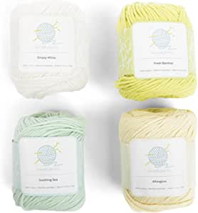 Zen mindfulknits Knitting Yarn, Crochet Yarn & 100% Cotton Yarn for Knitting, Crocheting, Soft & Gentle Worsted Weight Yarn for Baby - Multicolor (4)