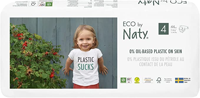 Eco by Naty Baby Nappies - Plant-Based Eco-Friendly Nappies, Great for Baby Sensitive Skin and Helps Prevent Leaking (Size 4, 88 Count)