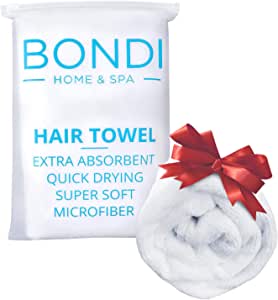 Bondi Home & Spa Microfibre Hair Towel Wrap – Super Absorbent, Fast Drying, Large & Soft Anti-Frizz Hair Drying Towel - Perfect for Long, Thick or Curly Hair