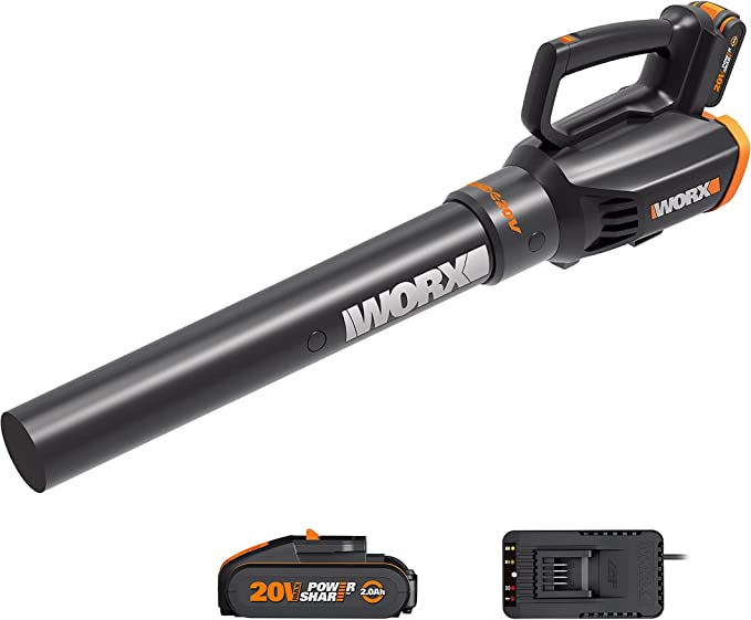WORX 20V Cordless Turbine Blower WG547E, PowerShare, 2-Speed Control, Max. 600m³/h Air Volume, 1 Battery Included