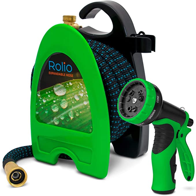 Rolio - Expandable Hose - Retractable Garden Hose with Nozzle - 50ft Water Hose with 9 Function Spray Nozzle
