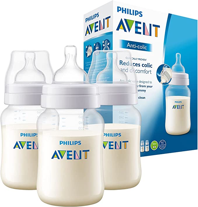 Philips AVENT Anti-Colic Baby Bottles, 260ml, 3-Pack, SCF813/37