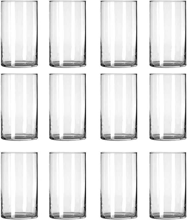 12 Pack Clear Glass Cylinder Vases, Table Flowers Vase,for Wedding Decorations and Formal Dinners (6 Inch)