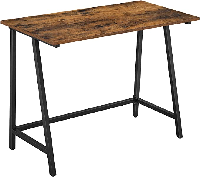 Vasagle Computer Desk, Writing Desk with Steel Frame, Rustic Top, Work Table for Office and Home Study, Easy Assembly, 100 x 50 x 75 cm, Industrial, Rustic Brown and Black