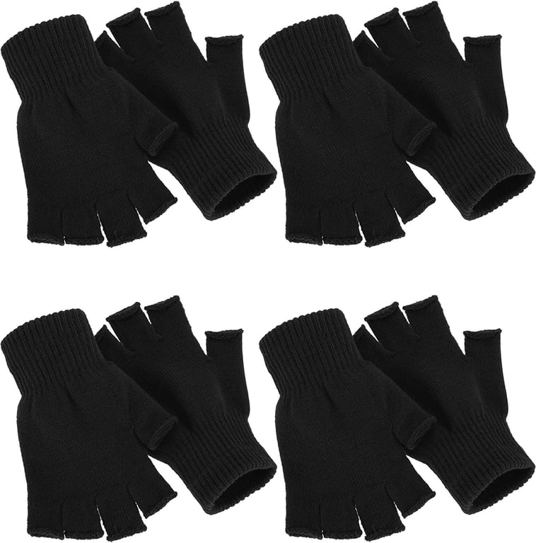 4 Pairs Winter Half Finger Gloves Knitted Fingerless Mittens Warm Stretchy Gloves for Men and Women
