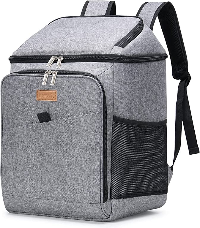 Lifewit Insulated Soft Cooler Bag Cooler Backpack, 26L 34-Can Leakproof Soft-Sided Cooling Bag for Beach/Picnic/Camping/Sports, Collapsible Cooler Bag, Grey