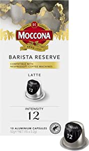 Moccona Barista Reserve Latte - Intensity 12- 100 Aluminium Capsules Compatible with Nespresso Machines (100 Capsules - 10x10 Pods Pack)