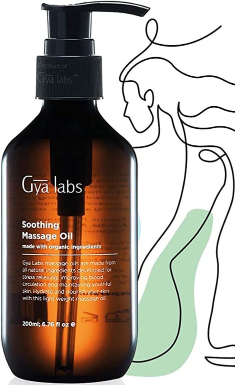 Gya Labs Soothing Sensual Massage Oil for Massage Therapy - Spa Quality Warming Massage Oil for Couples - Infused with Peppermint & Cinnamon for Full Body & Sore Muscle Oil Massage (200 ml)