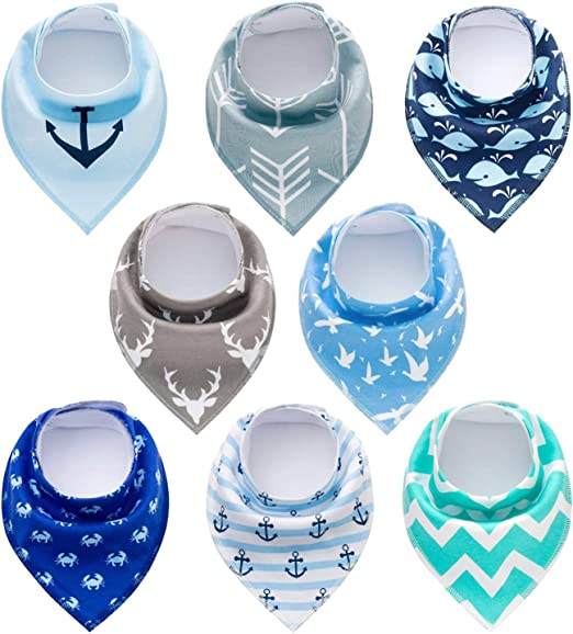 PandaEar Baby Bandana Drool Bibs 8 Pack for Drooling and Teething Super Absorbent Hypoallergenic Neutral Color for Boys & Girls