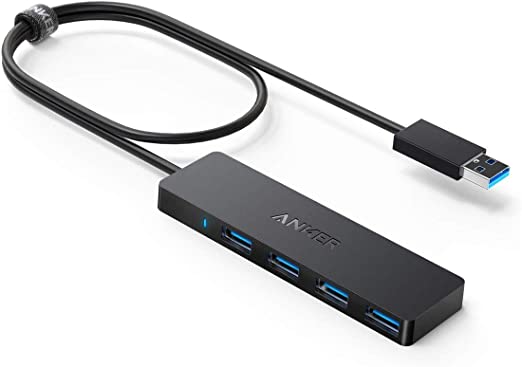 Anker 4-Port USB 3.0 Hub, Ultra-Slim Data USB Hub with 2 ft Extended Cable [Charging Not Supported], for MacBook, Mac Pro, Mac Mini, iMac, Surface Pro, XPS, PC, Flash Drive, Mobile HDD