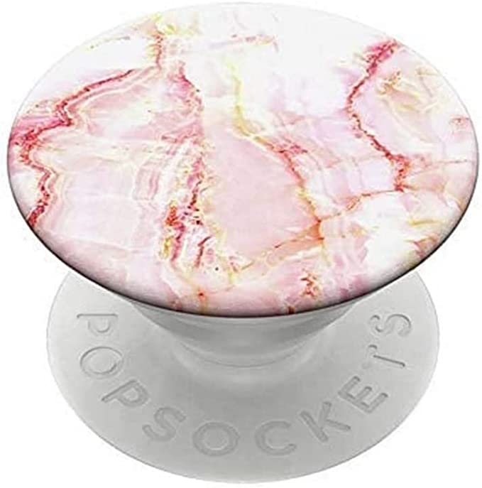 Expanding Stand Pop Up Sockets Grip Mount Holder Compatible with iPhone, Note 8, Smartphones and Tablets - Rose Gold Mandala on White Marble