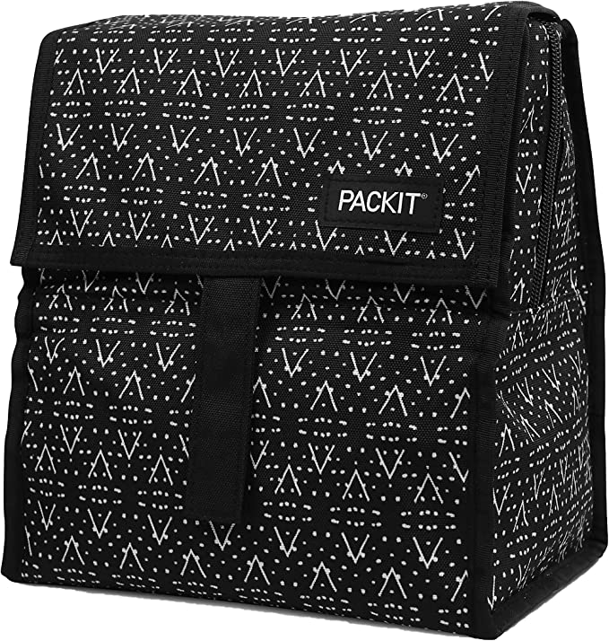 PACKIT Freezable Lunch Bag, Black and White, 72018