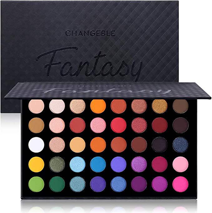 (CHANGEABLE FANTASY PALETTE) - CHANGEABLE Pro 39 Colours Eyeshadow Palette Matte Shimmer Make Up Eyeshadow Palette Highlight Pigmented Eye Shadow Powder Natural Pink Black Colours Long Lasting Waterproof Makeup Pallet Cosmetics