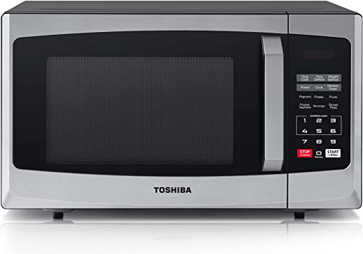 Toshiba 800w 23L Microwave Oven with Digital Display, Auto Defrost, One-Touch Express Cook, 6 Pre-Programmed Auto Cook Settings, and Easy Clean - Stainless Steel - ML-EM23P(SS)