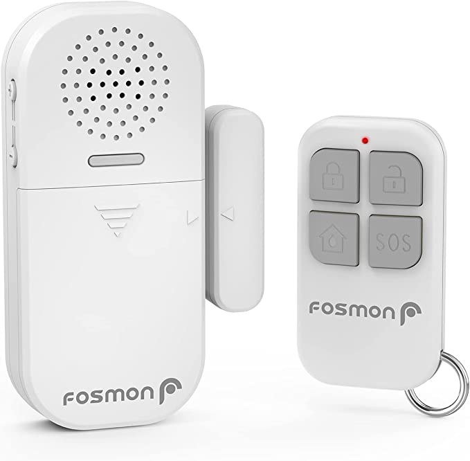 Fosmon Anti Theft Burglar Alarm with Remote, Wireless Window and Door Open Entry Alert Magnetic Contact Sensor Battery Operated Loud 130dB Siren for Home Security, Business, Kids Safety, Pool Entrance