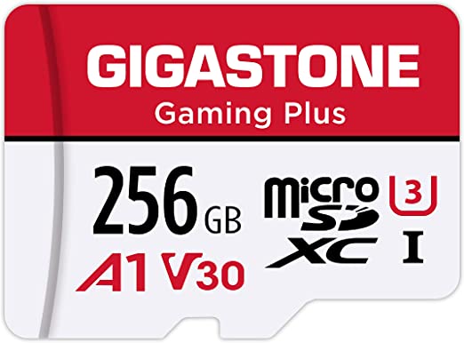Gigastone 256GB Micro SD Card, Gaming Plus, MicroSDXC Memory Card for Nintendo-Switch, 100MB/s, 4K Video Recording, Action Camera, Wyze, GoPro,Dash Cam, Security Camera, UHS-I A1 U3 V30 Class 10