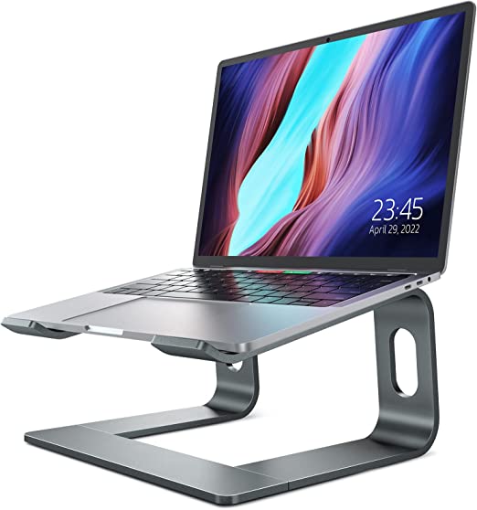 Nulaxy Laptop Stand, Ergonomic Aluminum Laptop Computer Stand, Detachable Laptop Riser Notebook Holder Stand Compatible with MacBook Air Pro, Dell XPS, HP, Lenovo More 10-15.6" Laptops - Space Grey