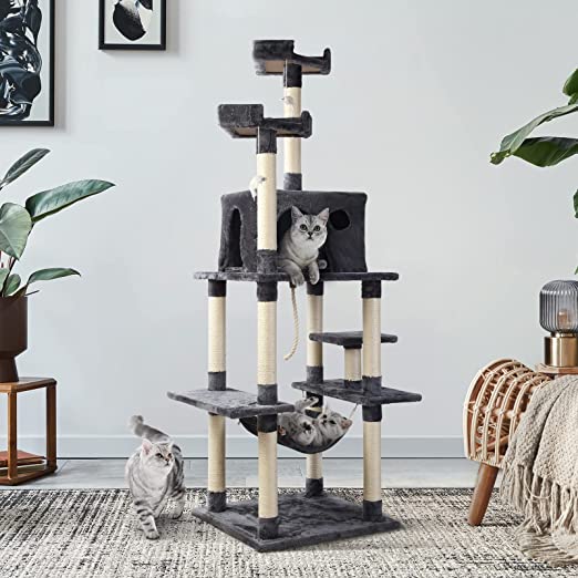 i.Pet Cat Tree Tower 184cm Cat Scratching Post Scratcher Home Pet Furniture Grey