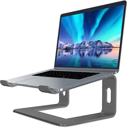 Soundance Aluminum Laptop Stand for Desk Compatible with Mac MacBook Pro Air Apple Notebook, Portable Holder Ergonomic Elevator Metal Riser for 10 to 15.6 inch PC Desktop Computer, LS1 Gray