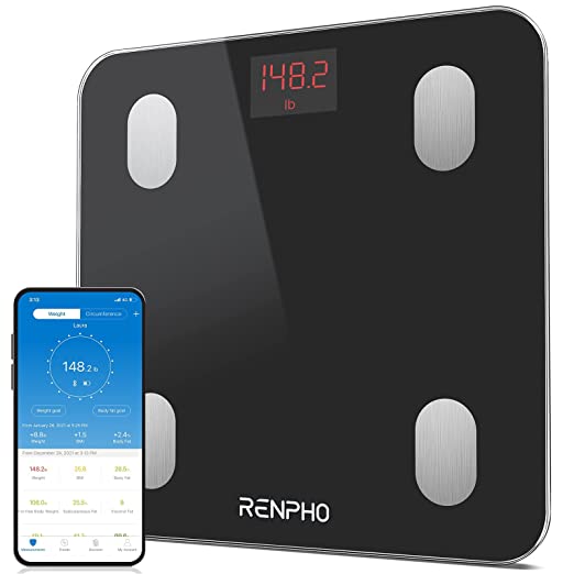 Bluetooth Body Fat Scale, RENPHO Smart Digital Bathroom Weighing Scales Body Composition Monitors with Smartphone App for Weight Body Fat BMI BMR Water Protein 13 Measurements