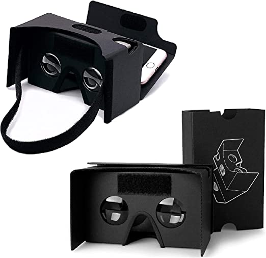 Google Cardboard,2 Pack VR Headsets 3D Box Virtual Reality Glasses with Big Clear 3D Optical Lens and Comfortable Head Strap for All 3-6 Inch Smartphones (VR2.0 Black, 2 Pack)