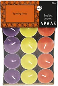 Spaas 30 Scented Tealights Assorted Colours, ± 4.5 Hours, Sparkling Times