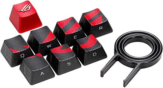 ROG Gaming Keycap Set with Premium Textured Side-Lit Design for FPS/MOBA Keys, Compatible with Cherry MX Switches