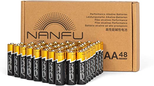 NANFU 48Pack AA Batteries, 1300mAh 1.5V LR6 Alkaline Batteries, Non-Rechargeable Double-A Batteries for Remote Control, Clock, Kids Toy, Wireless Mouse, Glucose Monitor, Scale, Electric Toothbrush
