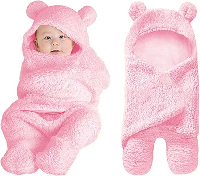 XMWEALTHY Cute Baby Items Newborn Plush Nursery Swaddle Blankets Soft Infant Girls Clothes Pink