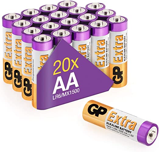 AA Batteries Pack of 20-1.5V / Mignon / LR06 / MN1500/ AM3 by GP Batteries AA Extra Alkaline Batteries Ideal for: Toys/Controllers/Torch/Mouse Suitable for Everyday use in a Variety of Devices