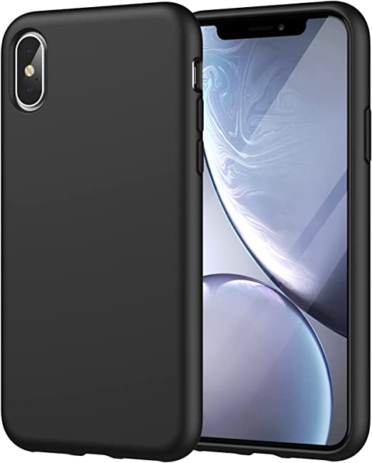 JETech Silicone Case Compatible with iPhone Xs and iPhone X 5.8-Inch, Silky-Soft Touch Protective Cover with Microfiber Lining (Black)