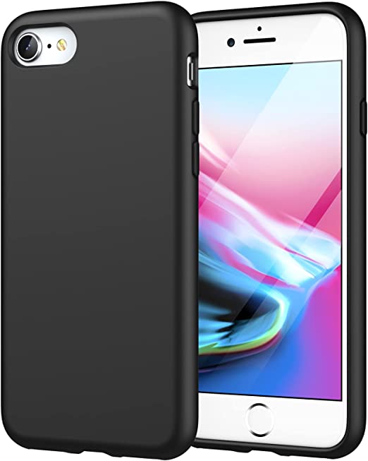 JETech Silicone Case for iPhone SE 3/2 (2022/2020 Edition), iPhone 8 and iPhone 7, 4.7-Inch, Silky-Soft Touch Full-Body Protective Case, Shockproof Cover with Microfiber Lining (Black)